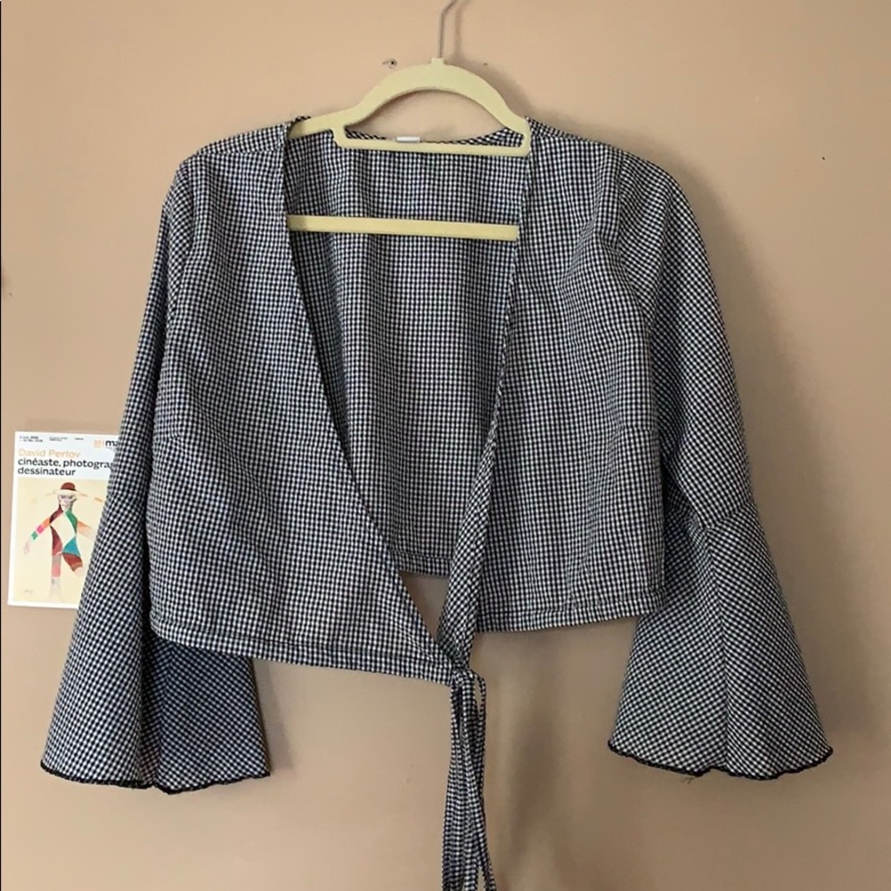 Cropped wrap blouse